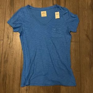 Blue Hollister V-Neck Short Sleeve, Size Medium